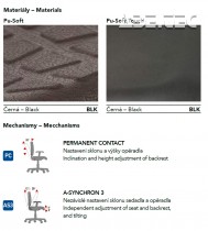 Clean room pracovná stolička Pu-Soft C–TL1813P