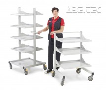 Priemyselný vozík Treston Multi Trolley M500, nízky, 2 police, TMTL5-001-41