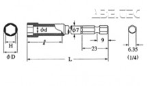 Bit nástrčný V-17B (6x30l)-H8-(13) -100