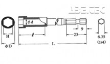 Bit nástrčný PHB (8x30l)-H10-(16)-100 magnetic