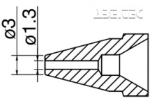 Odpájacia tryska HAKKO N61-09, Štandardný typ, 3,0mm/1,3mm