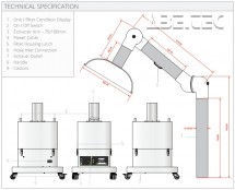 Odsávacie zariadenie FumeKART PC, farba, Ø 100mm rameno