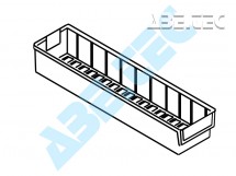 Policový zásobník 6015-5, 600 x 132 x 100 mm, červený