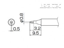 Spájkovací hrot T13-D08, tvar 0,8 D Chisel