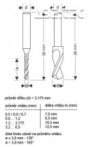 Vrták na DPS 400200 50001, karbid volfrámu, Ø0,5mm